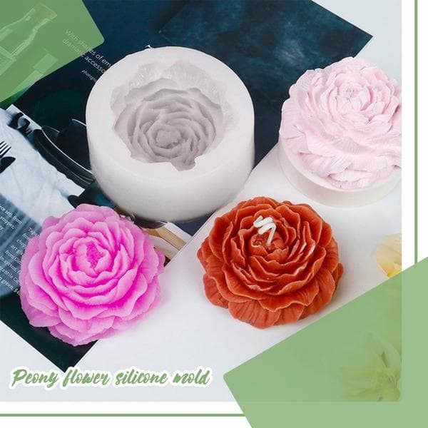 Silikone lysform, 2 stk, pæonrose, støbeforme, lys silikoneforme, 3D silikoneform, lys, blomster, lysforme til gør-det-selv