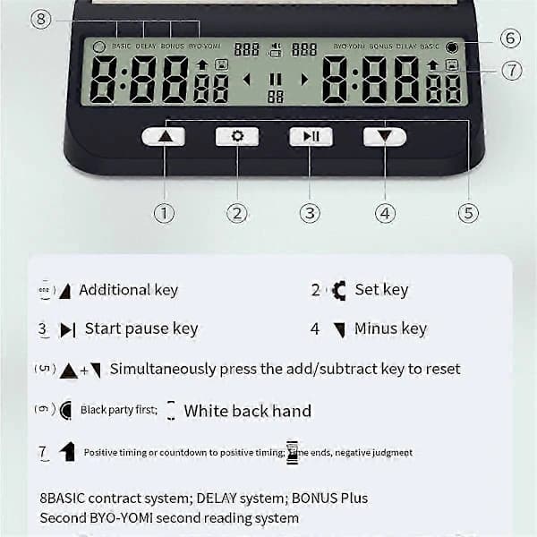 Sjakk Timer Profesjonell Sjakk Klokke Multifunksjonell Digital Klokke Svart