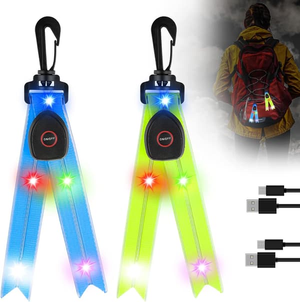 2-pack blinkande LED-skolryggsäcksljus, uppladdningsbart, blinkande, säkert