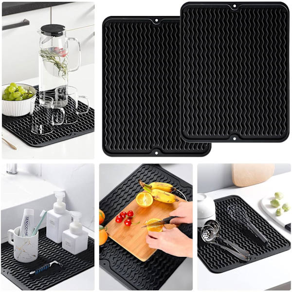 2-pack silikonunderlägg för disk, 40x30 cm, diskunderlägg, diskställ