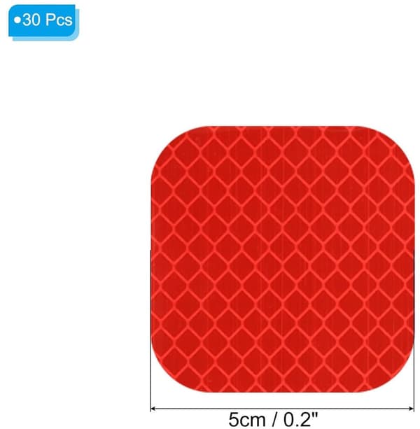 Reflective Safety Decals, 30 Pieces Red, 5x5cm, Waterproof for Bicycle and Motorcycle