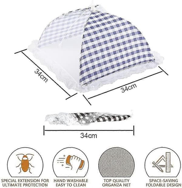 4-pack Mattskydd 30 cm Pop-up Mesh Mattskydd Tält Återanvändbara och Hopfällbara Paraplyskydd Skärmar Nät Utomhus Picknick Mattskydd Mat Flugnät_yux