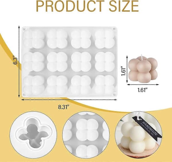 Multicube Mold, Silicone Mold for Baking Brownies DIY Tool for Mousse Dessert Jelly Pudding (12 Cavities)