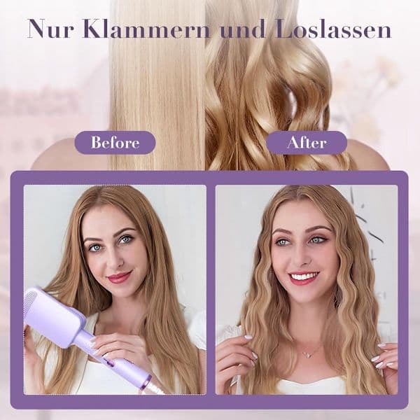Deep Wave Curling Iron - Professional 32mm Thin Curling Iron, Adjustable Temperature (160°C-220°C) - Purple