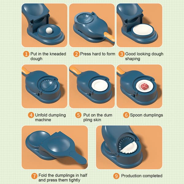 2-i-1 Dumpling Maker Maskin Enkel å Bruke Husholdnings Dumpling Presseform