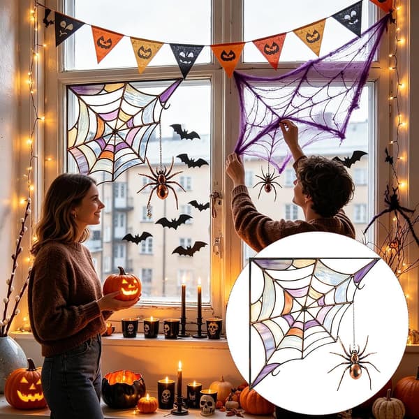 Halloween spindelvev klistremerker 2D vanntette, tilskjærbare selvklebende folier -