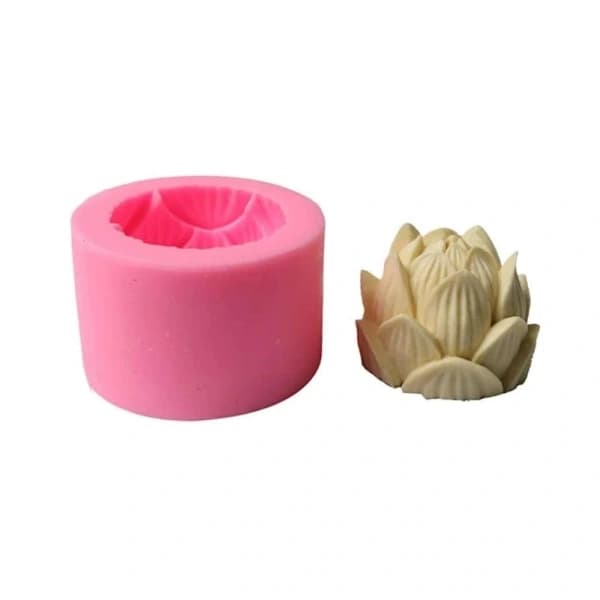 QU-Lotusformet silikoneform - Støb dine egne lys - Form til stearin, rosa, A
