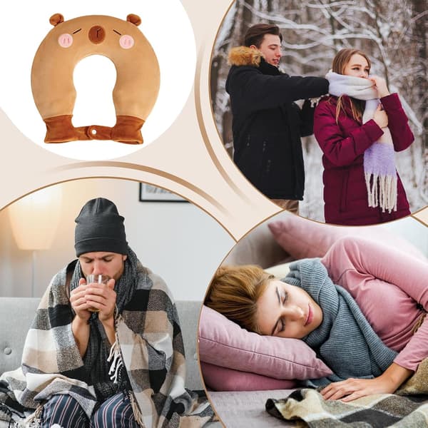 Varmeflaske U-formet nakkepude med dyredesign -