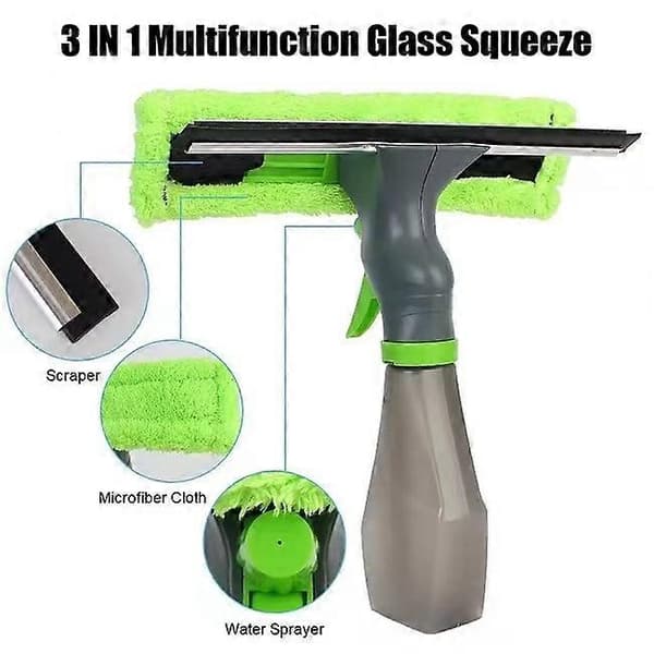 Window Scraper Machine Washable Microfiber Pad and Scraper for Mirrors/Tiles/Shower Screens/Glass Cleaning
