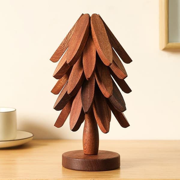 Bamboo Trivet with Insulation - Heat-Resistant Wood Design Table Protector