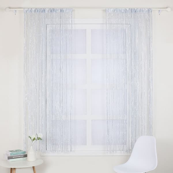 String Door Curtain Room Divider Tassel for Wall and Window Decoration Silver Grey Silver Grey