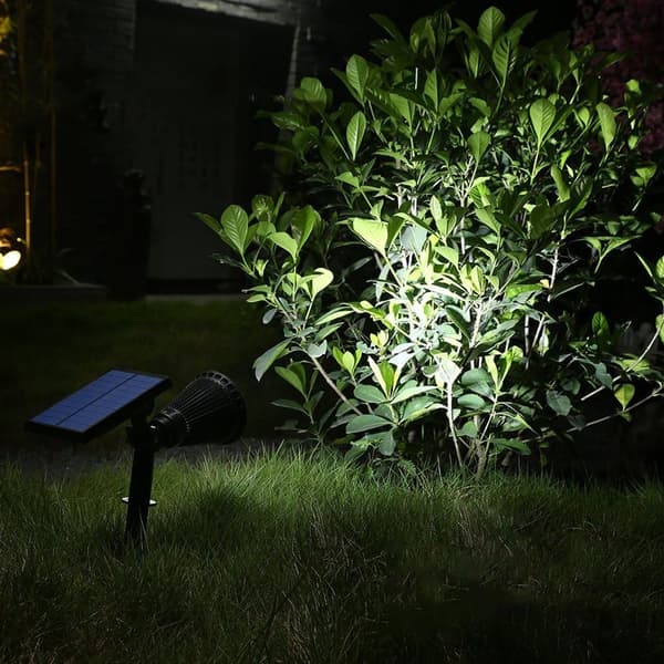 [2-pack] Solar LED-strålkastare, 4 LED solcellslampa, vattentät utomhus