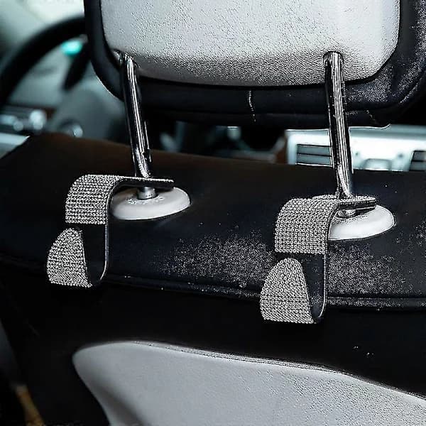 [PL】4 st Bilväskekrokar Bling Strass Bilkrokar för Kvinnor - Silver