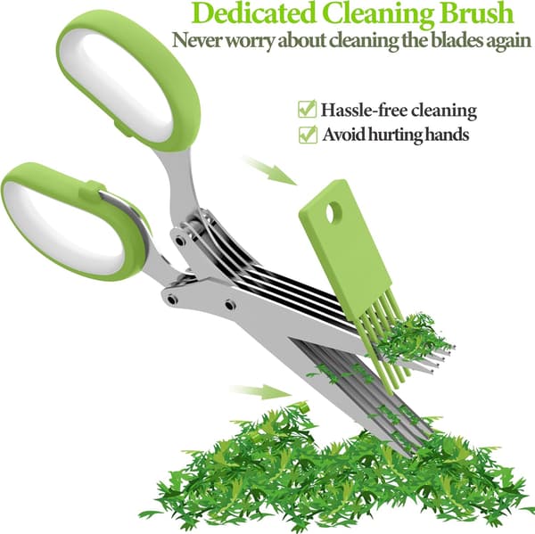 Upgraded Herb Scissors, Easy Herb Cutter with Sharp Stainless Steel Blades for Fresh Herbs, a Must-Have Kitchen and Cooking Gadget