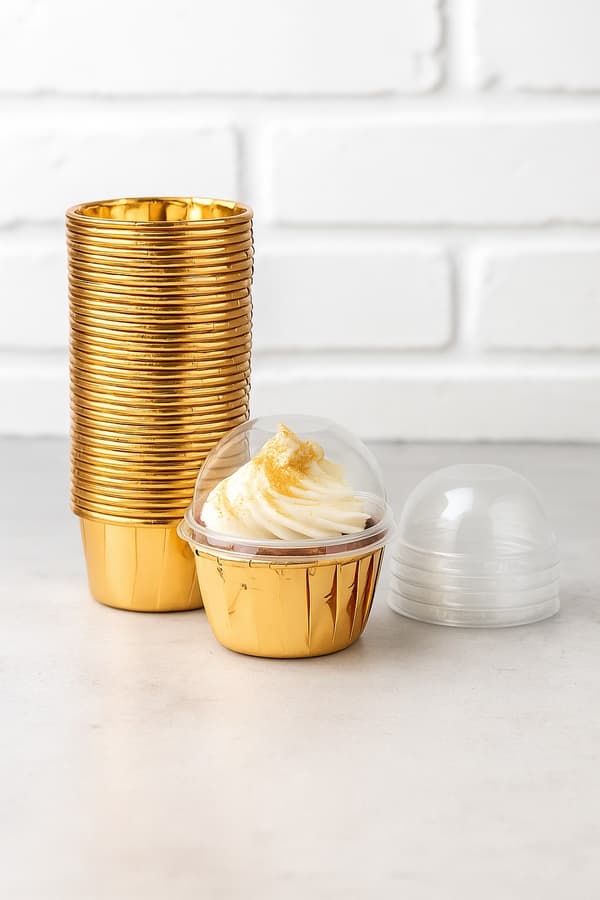 Muffinsform med låg 25 stk. Cupcakesform Aluminium Guld