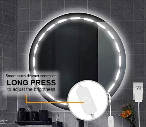 Injection Molded Protective Vanity Lights, Customize Mirror Size, Hollywood Style, Easy To Install, Smart Memory Function, Adhesive On Back For