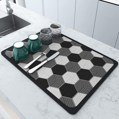 30 x 40 cm Dish Drying Mat, Diatomaceous Earth Drying Mat, Absorbent Quick-Drying Dish Rack Mat for Kitchen Utensils and Sink Counter