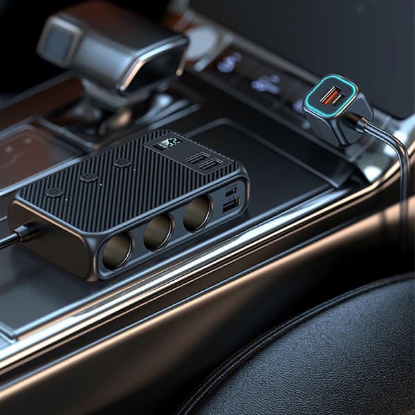 9-i-1 Sigarettenneruttak Splitter USB-C Hurtiglader Strømadapter Uttak