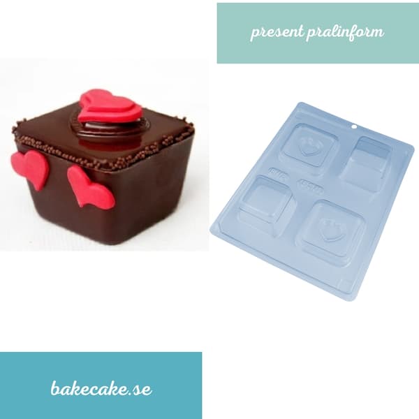 Pralinform eske med hjerte - BWB 838 - Spesiell 3-delt form Transparent transparent