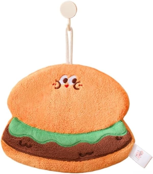 Fuzzy Håndklæder, fluffy, meget absorberende hængende Chenille håndklæder til badeværelse og køkken (Burger)