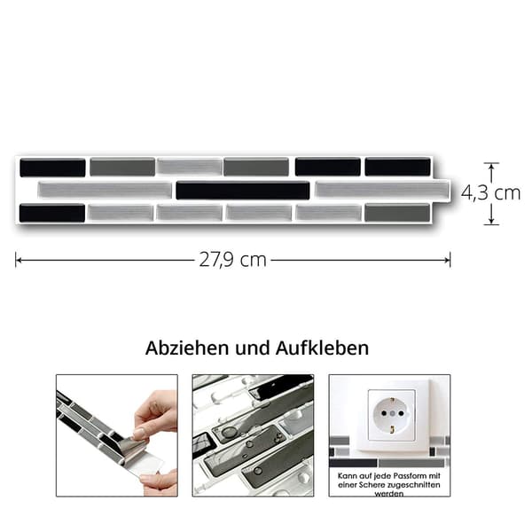 5-pack 27,9 x 4,3 cm 3D Mosaikplattor Självhäftande Kök