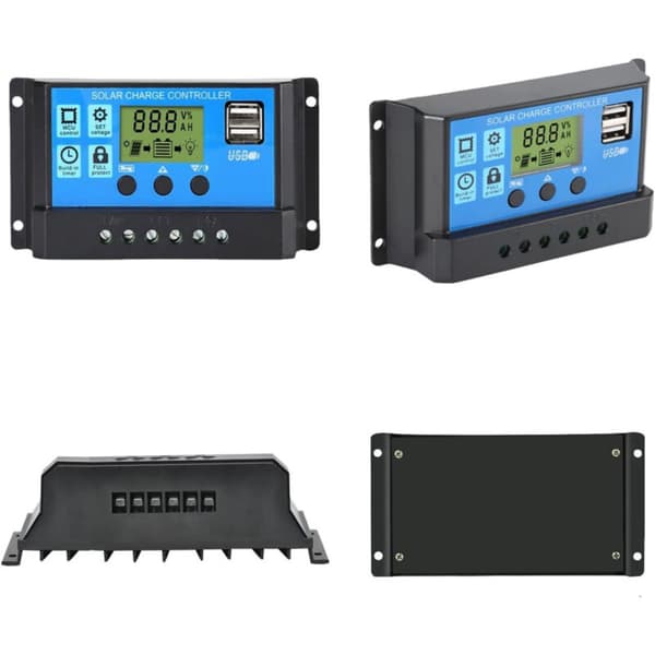 Solar Inverter - 30A Charge Controller - Black - 12V/24V - LCD Display - Home Use - Length: 14 cm / Width: 7.5 cm / Height: 4 cm