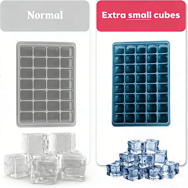 2-Pack Silicone Ice Cube Trays with Lids – 80 Small Square Ice Cubes, BPA-Free, Green & Blue