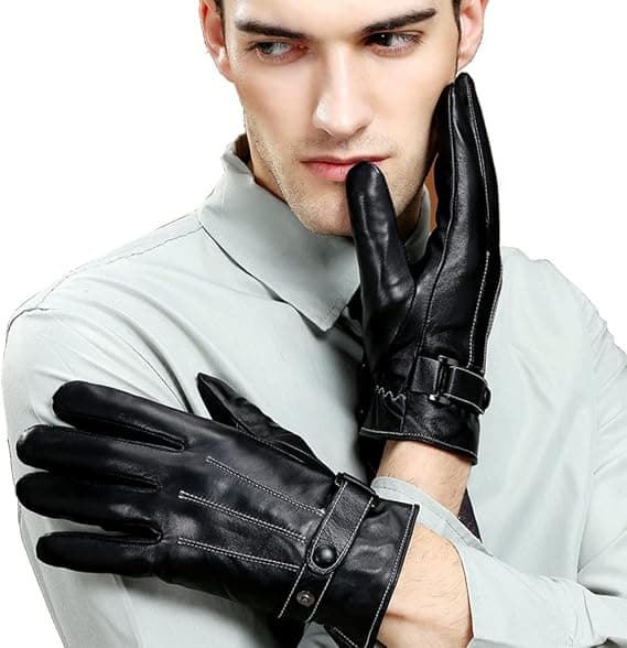 Winter Warm PU Leather Touchscreen Mittens for Men Women Thermal