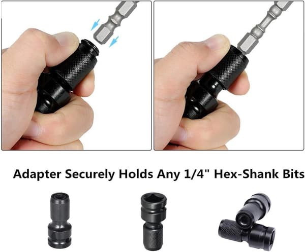 2-pack 1/2 \" Square to 1/4 \" Hex Socket Adapter, Quick Release C