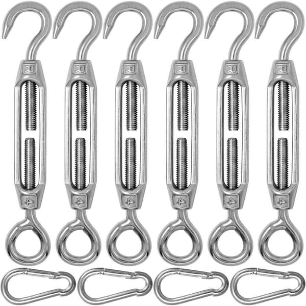 Set med 6 rostfria krok- och ögonspännare KLB
