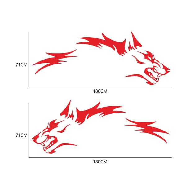 Red Car Door Side Rear Wheel Body Decals Running Wolf Graphics