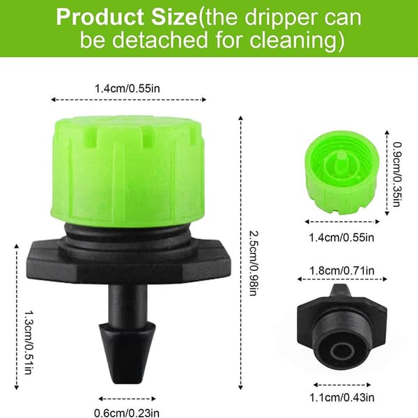 200 Pieces Adjustable Irrigation Drippers, 1/4 Inch Drip Irrigation System, Micro KLB