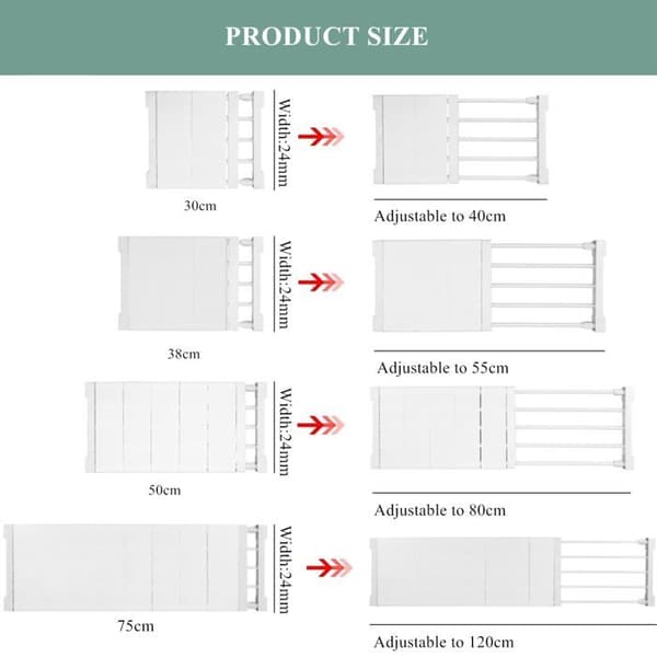 Extendable Storage Shelf - 38-55cm - Wardrobe Divider - Wardrobe/Bathroom/Kitchen - Fits all models