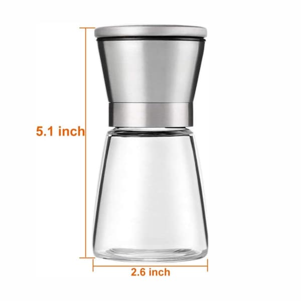 【NX】Two-piece Grinder Set, Pepper Grinder, Salt Grinder, Silver Kitchen Grinder Bottle, Spice Grinder, Glass, Silver, 180ml