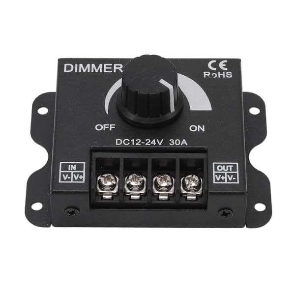 LED Dimmer Controller Single Channel PWM Stepless Dimming for 12V 24V 30A 5050 3528 Light Strips