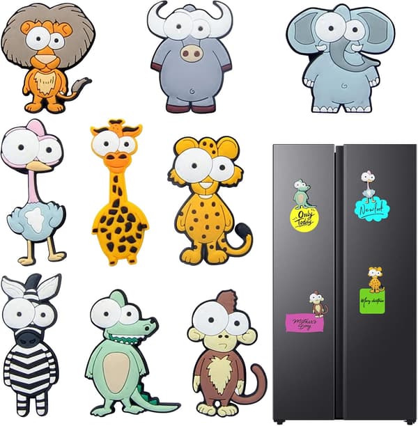 9 Pieces Animal Refrigerator Magnets - Rubber Refrigerator Magnets - Decorative