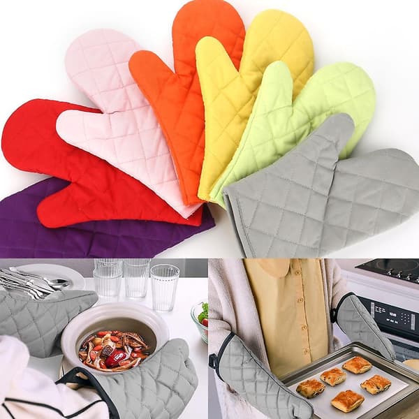 Oven Mitts Heat Resistant Mini Mitts For Kitchen Cooking Baking Grilling BBQ - Red Pink