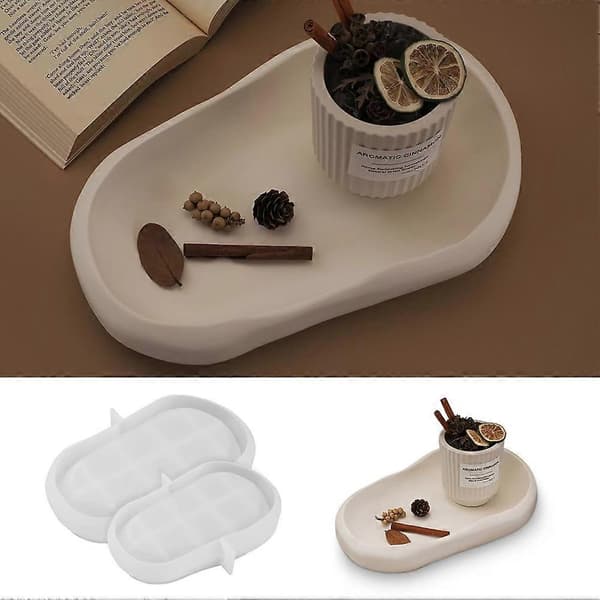 Oval Storage Tray Molds Handmade Storage Plate Molds Casting Molds Craft Material S White White S