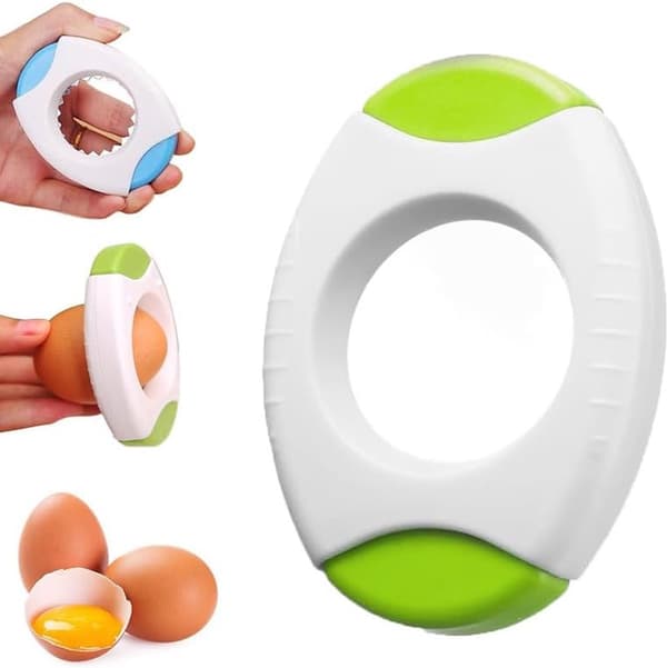 Eggeskallåpner og -kutter for kokte egg, kutter raskt av toppen, kjøkkendings, grønn