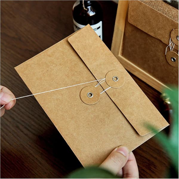 10 Pieces Kraft Paper File Bags Document Envelope Bag Thick Portable