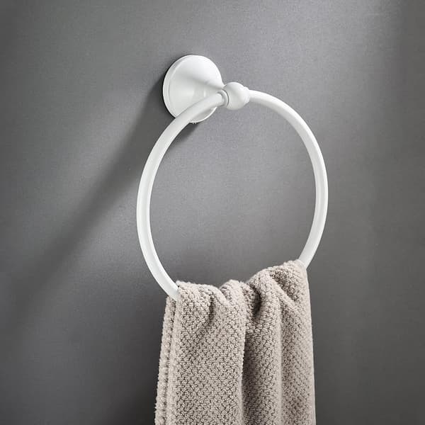 White Towel Ring, Brass Fabric Ring Wall Mounted Bathroom Accessory