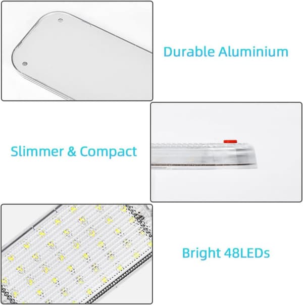 LED Indoor Light Bar, 2PCS 48LED 12V Indoor Light Bar 10W, 800LM White Light Bar