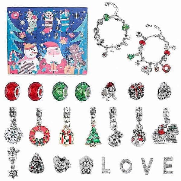 Julöverraskning Blind Box Armband Julkalender 24 Nedräkningspresentförpackning DIY Handpärlad SL03