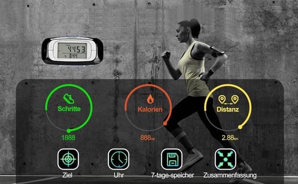 Skritteller med 3D-sensor – Multifunksjonell og enkel skritteller, perfekt for daglig mosjon og helse