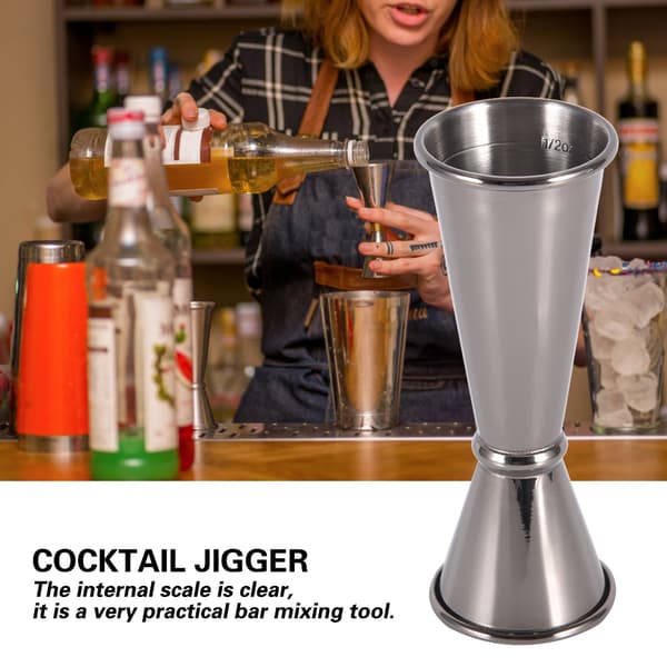 304 Rustfrit Stål Bar Vin Cocktail Shaker Dobbelt Jigger Bartender Måleværktøj Tilbehør Sort