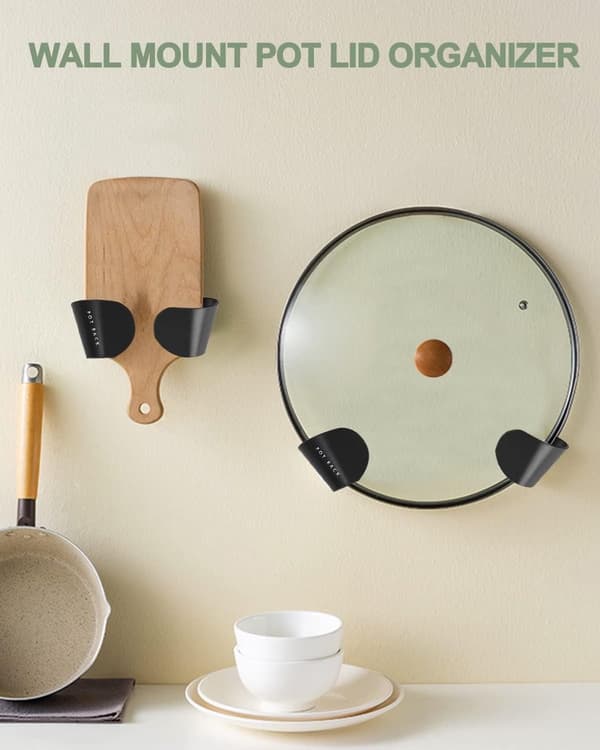 Pot Lid Holder - Lid Holder - 6 Pieces - Lid Storage Rack - Adjustable - Kitchen Cabinet Organizer