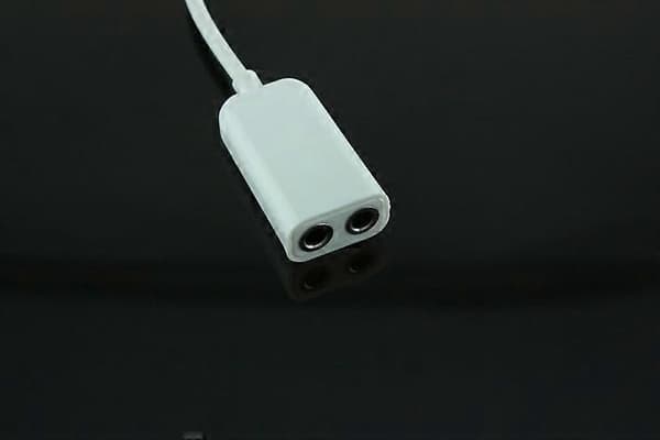 Han til hun dobbeltport 3,5 mm hovedtelefonstik lydsplitterkabeladapter