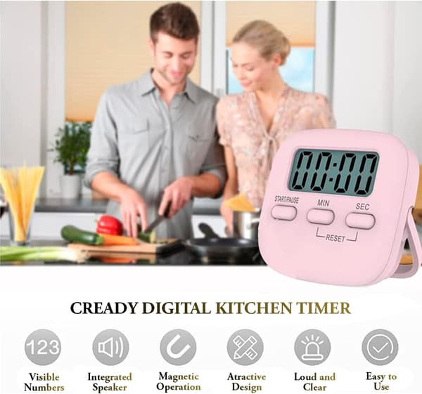 Køkkentimer med stort LCD-display, digital køkkentimer med høj alarm