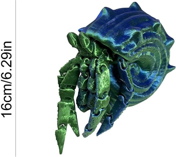 3D-printet Eremitkrebs-Fidget-legetøj, 3D-printet blågrøn - Blaugrün