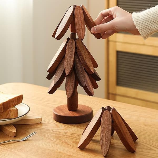 Bamboo Trivet with Insulation - Heat-Resistant Wood Design Table Protector